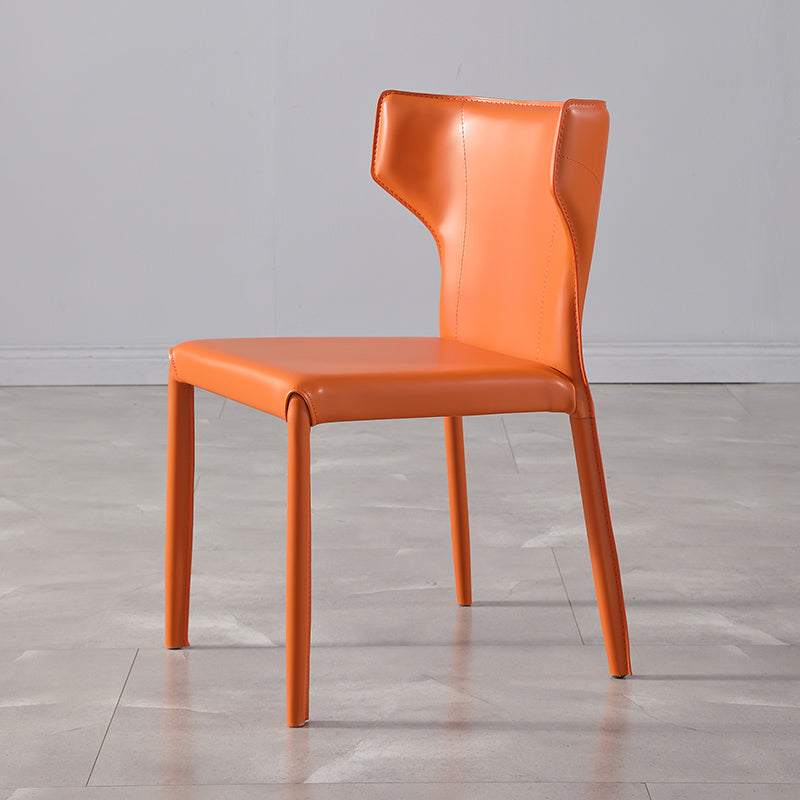 Modern Simple Side Chair Leather Kitchen Dining Chair with Metal Base