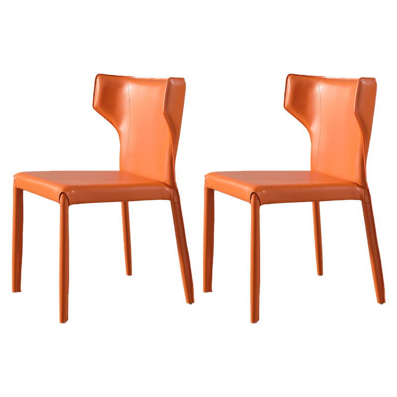 Modern Simple Side Chair Leather Kitchen Dining Chair with Metal Base