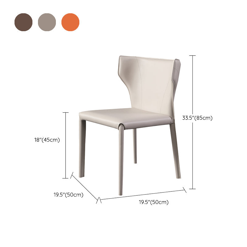 Modern Simple Side Chair Leather Kitchen Dining Chair with Metal Base