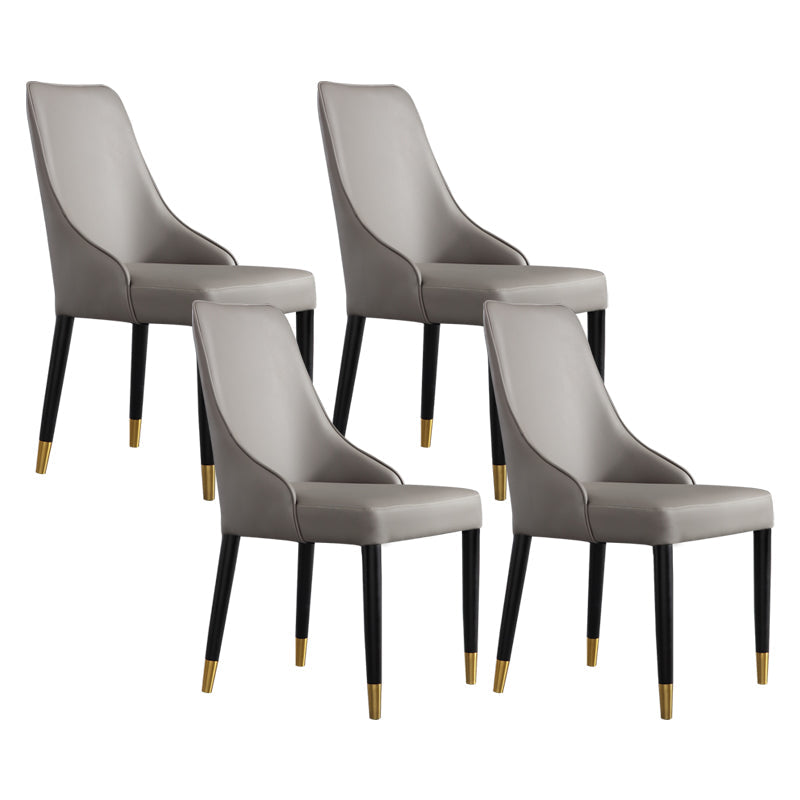 Moderne eenvoudige zijstoel houten basisarmloze eetkamerstoel voor thuisgebruik