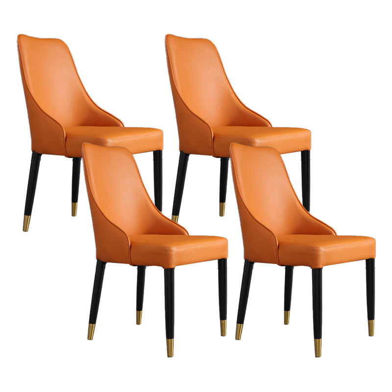 Moderne eenvoudige zijstoel houten basisarmloze eetkamerstoel voor thuisgebruik