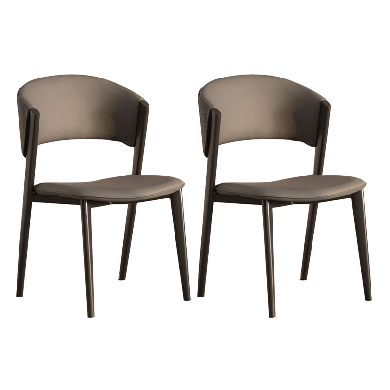 Modern Simple Side Chair Metal Frame Side Dining Chair for Living Room Grey 2 Piece Set Clearhalo 'Dining Chairs' 'Dining Tables & Seating' 'dining_chair' 'furn' 'furn_dining_chair' 'Furniture' 'Kitchen & Dining Furniture' 7074506