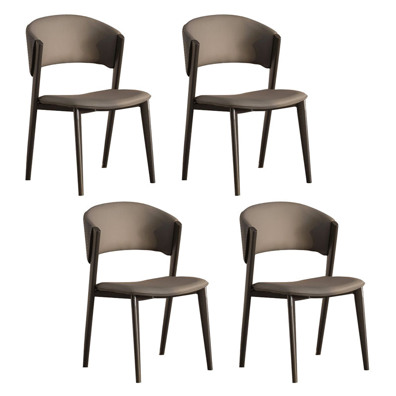 Modern Simple Side Chair Metal Frame Side Dining Chair for Living Room Grey 4 Piece Set Clearhalo 'Dining Chairs' 'Dining Tables & Seating' 'dining_chair' 'furn' 'furn_dining_chair' 'Furniture' 'Kitchen & Dining Furniture' 7074508