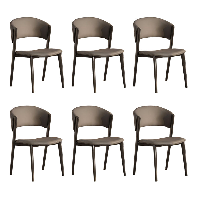 Modern Simple Side Chair Metal Frame Side Dining Chair for Living Room Grey 6 Piece Set Clearhalo 'Dining Chairs' 'Dining Tables & Seating' 'dining_chair' 'furn' 'furn_dining_chair' 'Furniture' 'Kitchen & Dining Furniture' 7074511