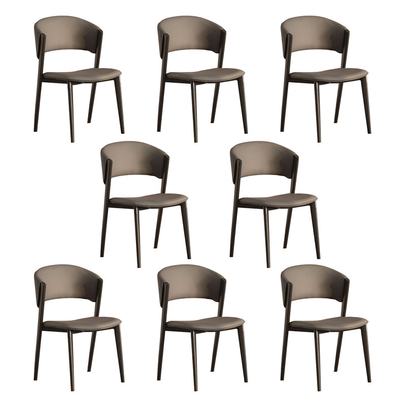 Modern Simple Side Chair Metal Frame Side Dining Chair for Living Room Grey 8 Piece Set Clearhalo 'Dining Chairs' 'Dining Tables & Seating' 'dining_chair' 'furn' 'furn_dining_chair' 'Furniture' 'Kitchen & Dining Furniture' 7074513