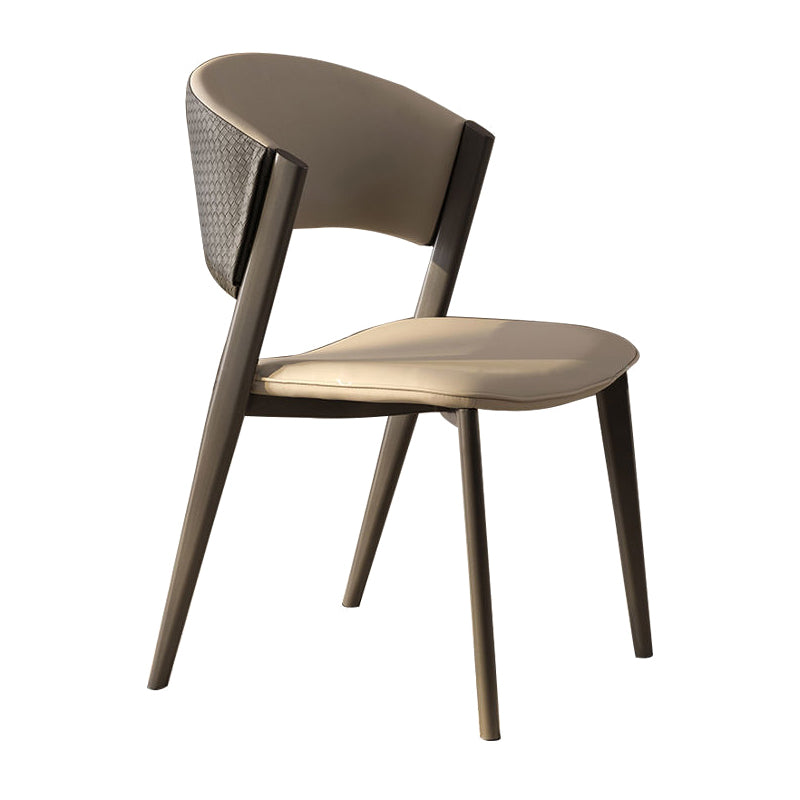 Modern Simple Side Chair Metal Frame Side Dining Chair for Living Room Off-White 1 Piece Clearhalo 'Dining Chairs' 'Dining Tables & Seating' 'dining_chair' 'furn' 'furn_dining_chair' 'Furniture' 'Kitchen & Dining Furniture' 7074514