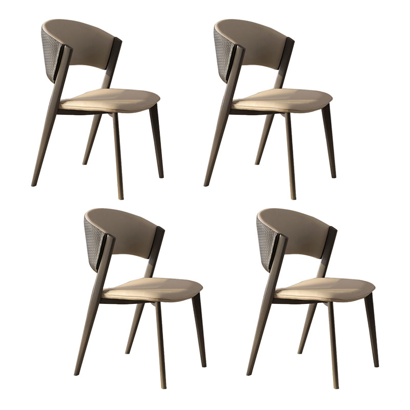 Modern Simple Side Chair Metal Frame Side Dining Chair for Living Room Off-White 4 Piece Set Clearhalo 'Dining Chairs' 'Dining Tables & Seating' 'dining_chair' 'furn' 'furn_dining_chair' 'Furniture' 'Kitchen & Dining Furniture' 7074518
