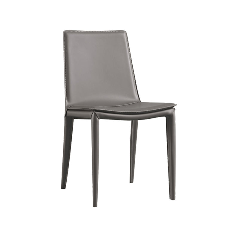 Chaise latéral en faux cuir en cuir en métal chaise de salle à manger sans bras pour chambre à coucher