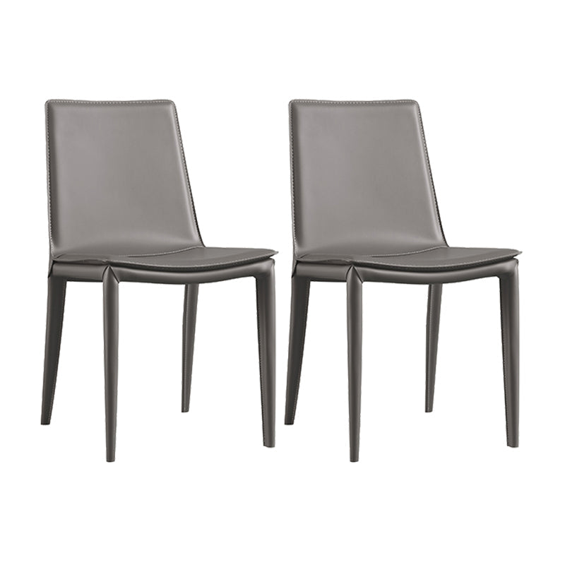 Chaise latéral en faux cuir en cuir en métal chaise de salle à manger sans bras pour chambre à coucher