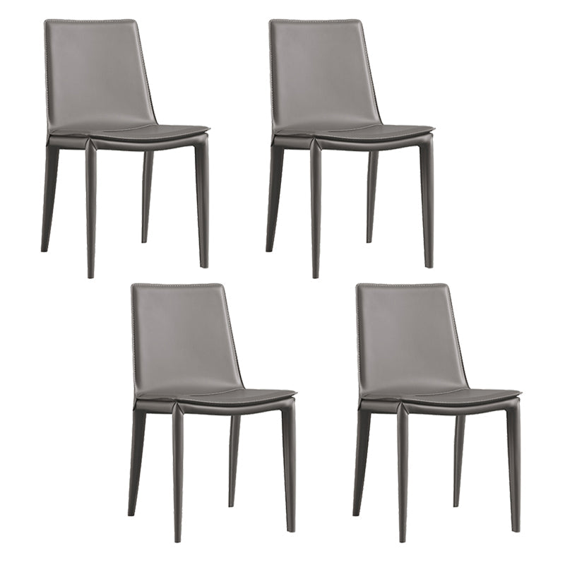 Chaise latéral en faux cuir en cuir en métal chaise de salle à manger sans bras pour chambre à coucher