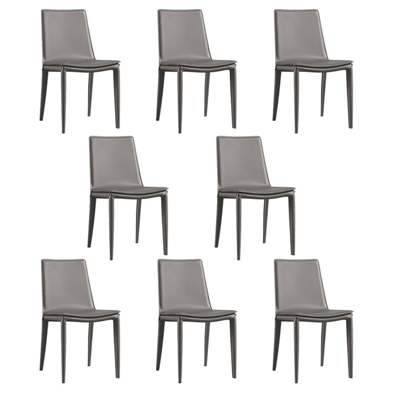 Chaise latéral en faux cuir en cuir en métal chaise de salle à manger sans bras pour chambre à coucher