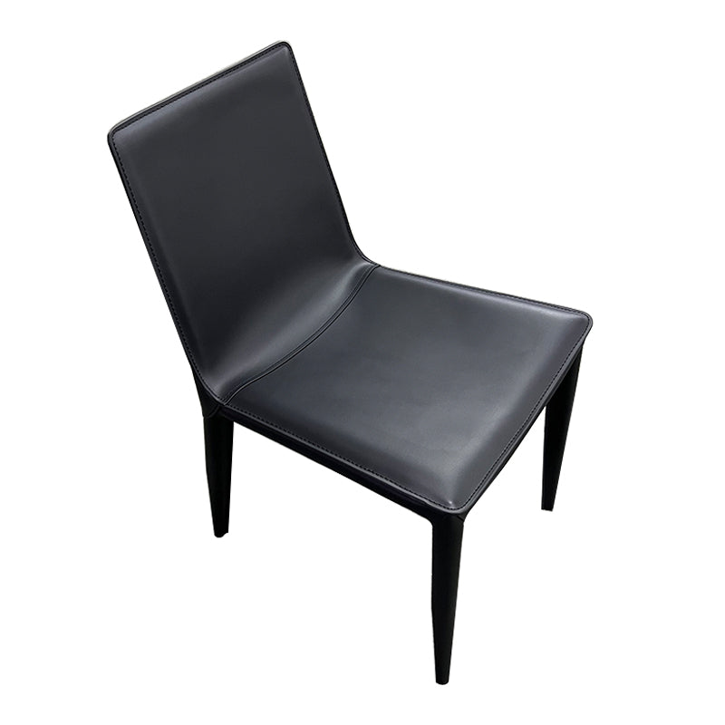 Chaise latéral en faux cuir en cuir en métal chaise de salle à manger sans bras pour chambre à coucher