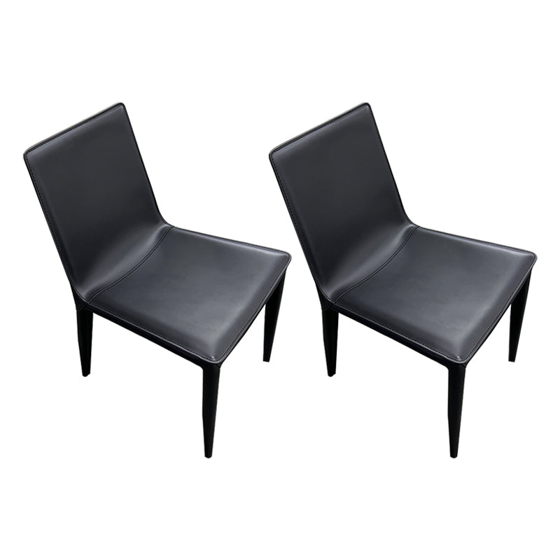 Chaise latéral en faux cuir en cuir en métal chaise de salle à manger sans bras pour chambre à coucher