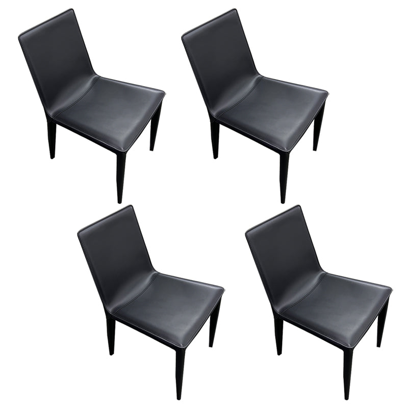 Chaise latéral en faux cuir en cuir en métal chaise de salle à manger sans bras pour chambre à coucher