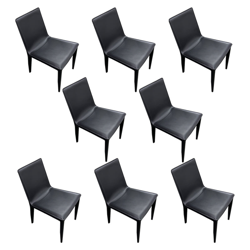 Chaise latéral en faux cuir en cuir en métal chaise de salle à manger sans bras pour chambre à coucher