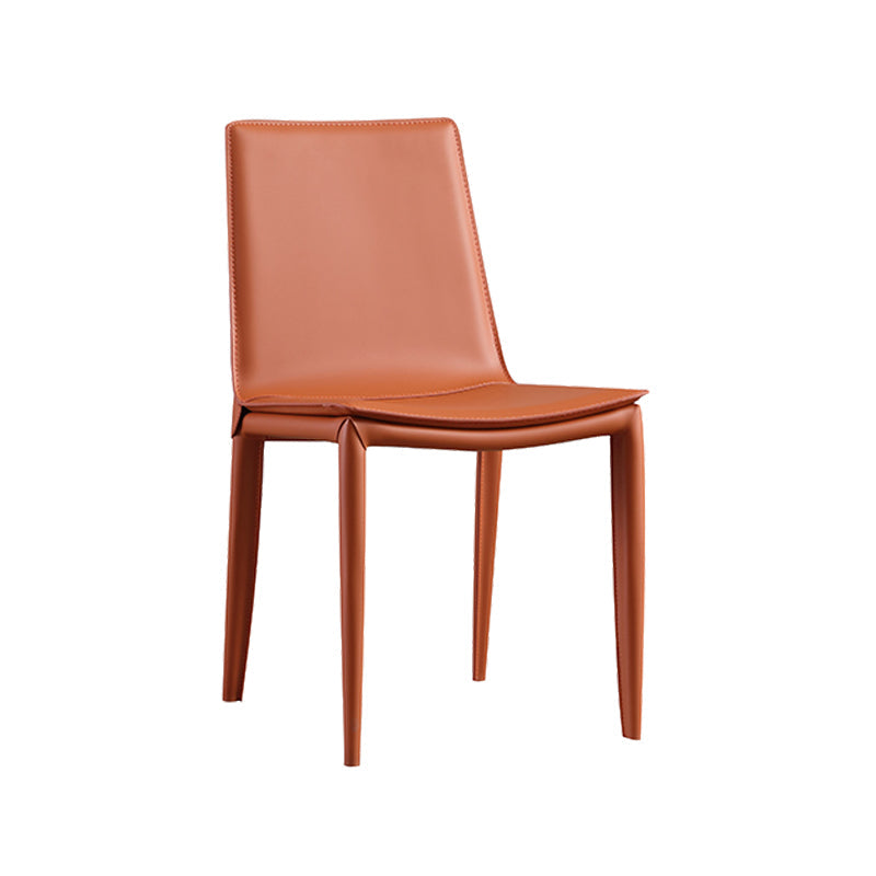 Chaise latéral en faux cuir en cuir en métal chaise de salle à manger sans bras pour chambre à coucher