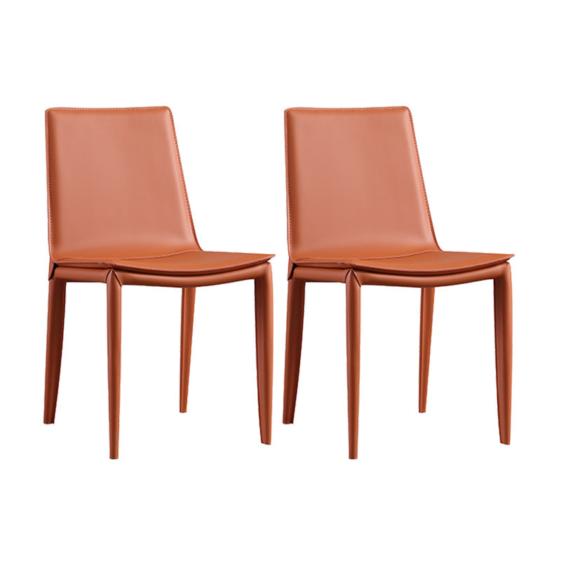 Chaise latéral en faux cuir en cuir en métal chaise de salle à manger sans bras pour chambre à coucher