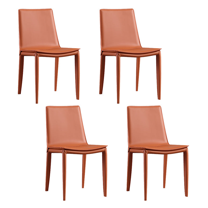 Chaise latéral en faux cuir en cuir en métal chaise de salle à manger sans bras pour chambre à coucher