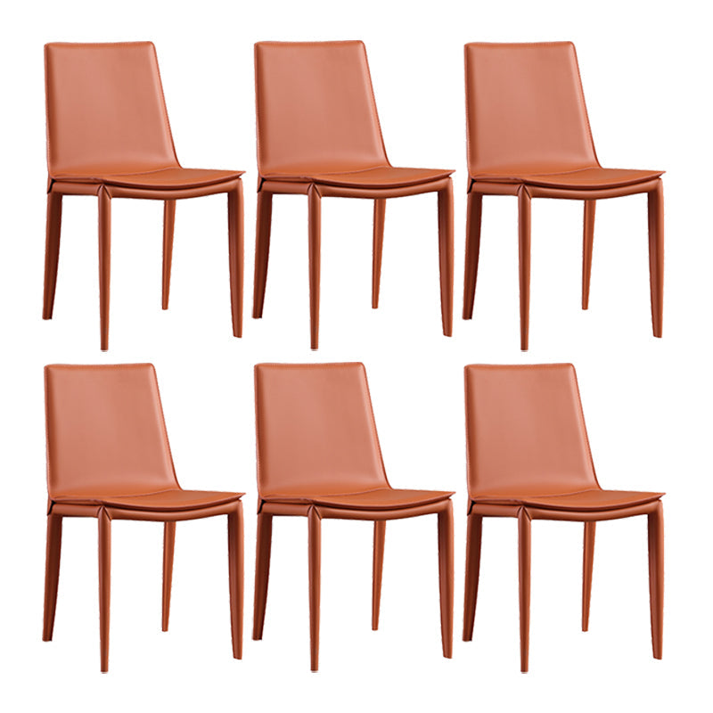 Chaise latéral en faux cuir en cuir en métal chaise de salle à manger sans bras pour chambre à coucher