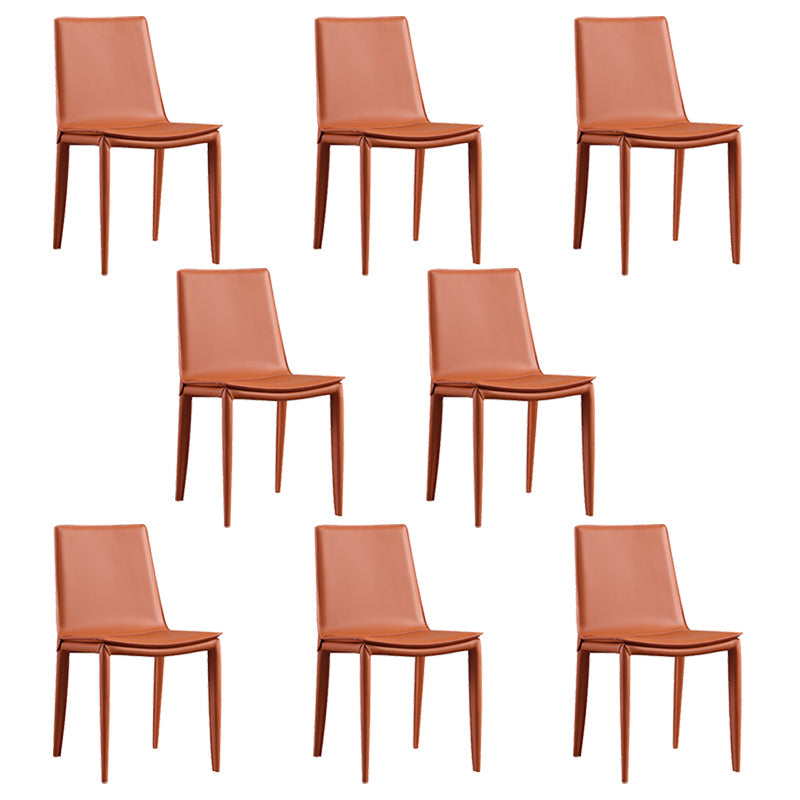 Chaise latéral en faux cuir en cuir en métal chaise de salle à manger sans bras pour chambre à coucher