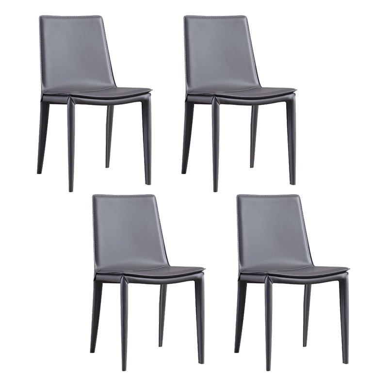 Chaise latéral en faux cuir en cuir en métal chaise de salle à manger sans bras pour chambre à coucher