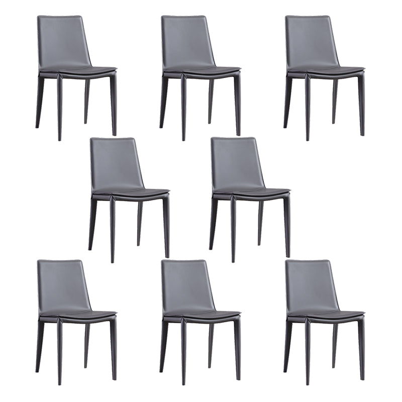 Chaise latéral en faux cuir en cuir en métal chaise de salle à manger sans bras pour chambre à coucher