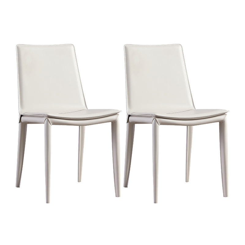 Chaise latéral en faux cuir en cuir en métal chaise de salle à manger sans bras pour chambre à coucher