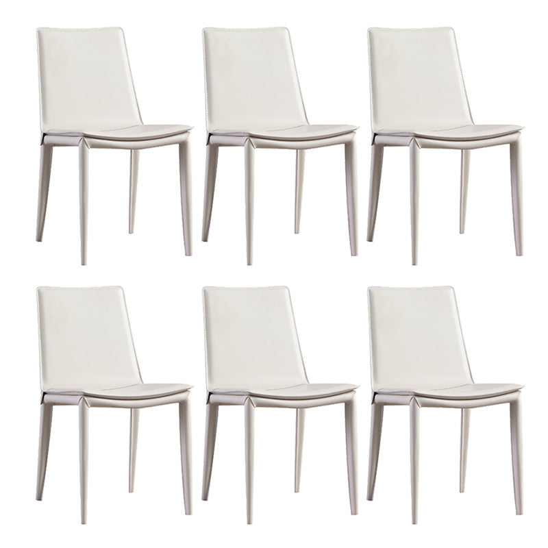 Chaise latéral en faux cuir en cuir en métal chaise de salle à manger sans bras pour chambre à coucher