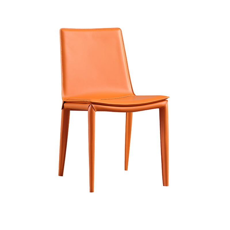 Chaise latéral en faux cuir en cuir en métal chaise de salle à manger sans bras pour chambre à coucher