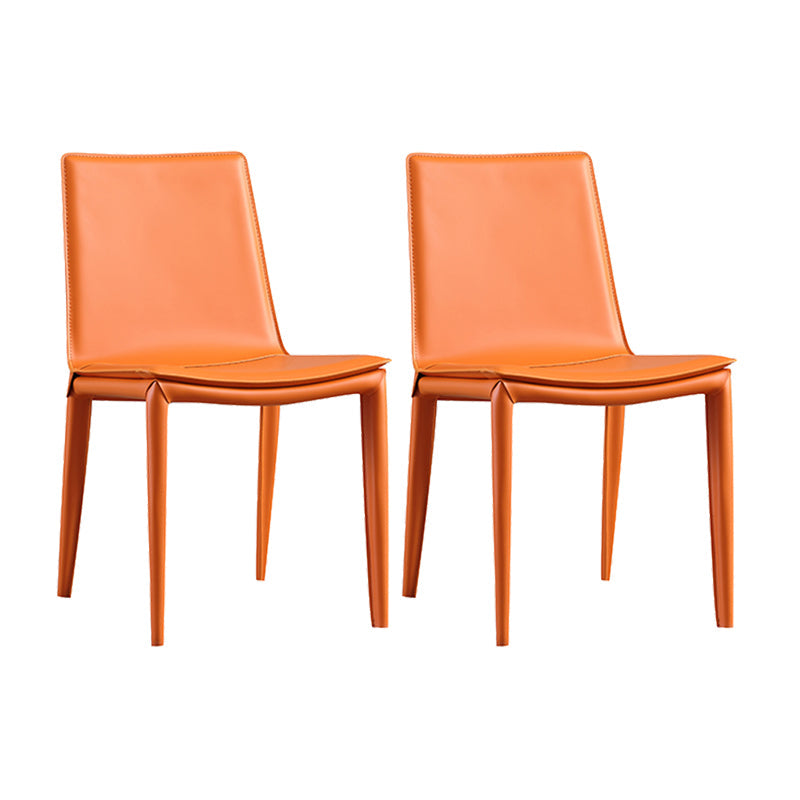 Chaise latéral en faux cuir en cuir en métal chaise de salle à manger sans bras pour chambre à coucher