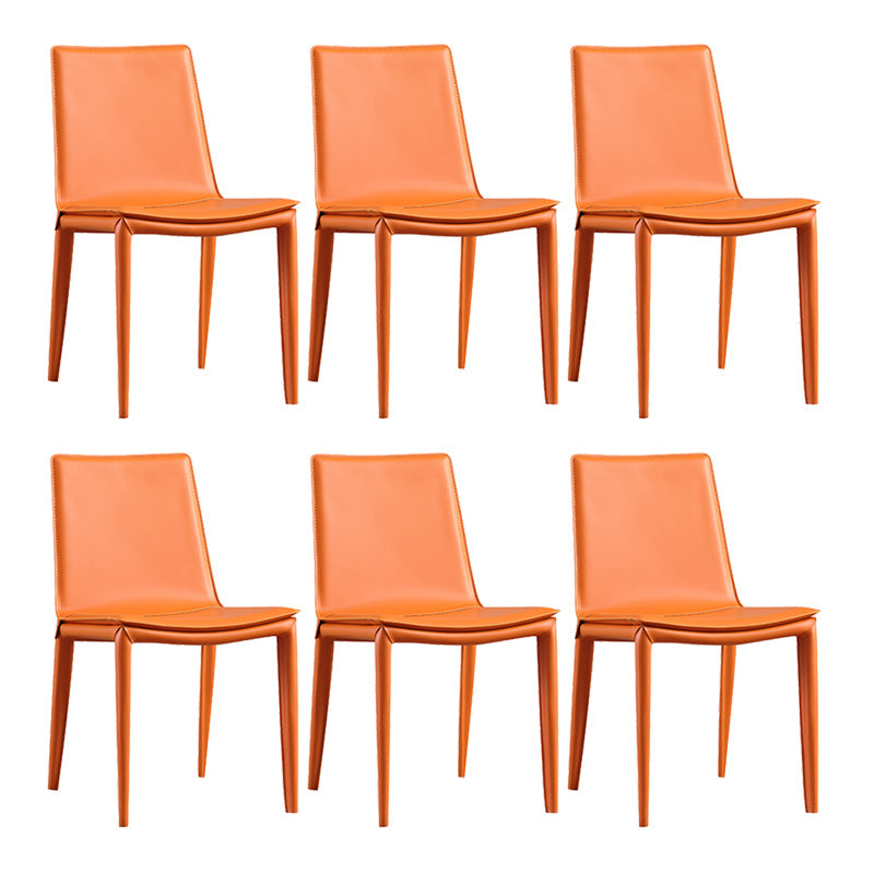 Chaise latéral en faux cuir en cuir en métal chaise de salle à manger sans bras pour chambre à coucher