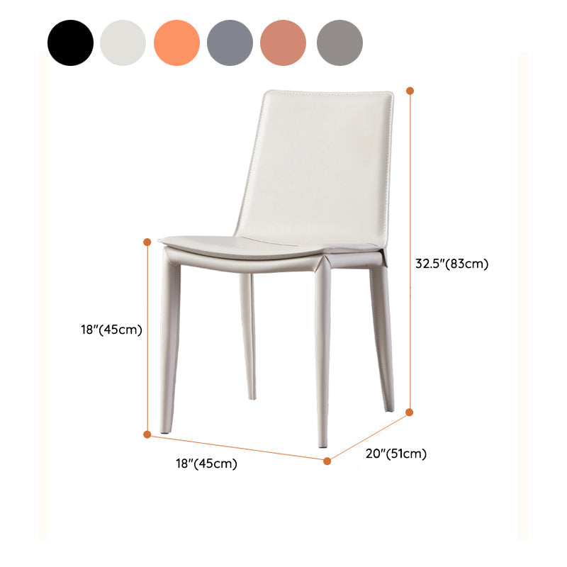 Chaise latéral en faux cuir en cuir en métal chaise de salle à manger sans bras pour chambre à coucher