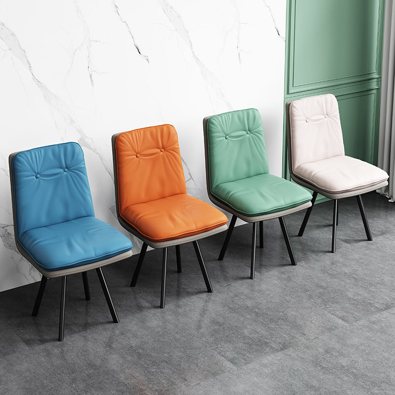 Industriële stijl zijstoel gestoffeerde zijdeetstoel met metalen basis