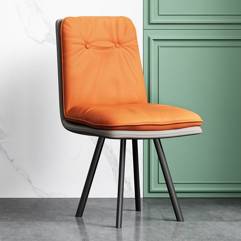 Industriële stijl zijstoel gestoffeerde zijdeetstoel met metalen basis