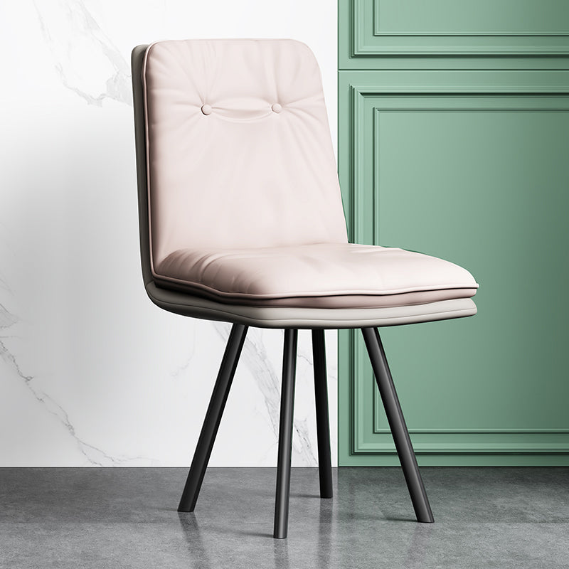 Industriële stijl zijstoel gestoffeerde zijdeetstoel met metalen basis