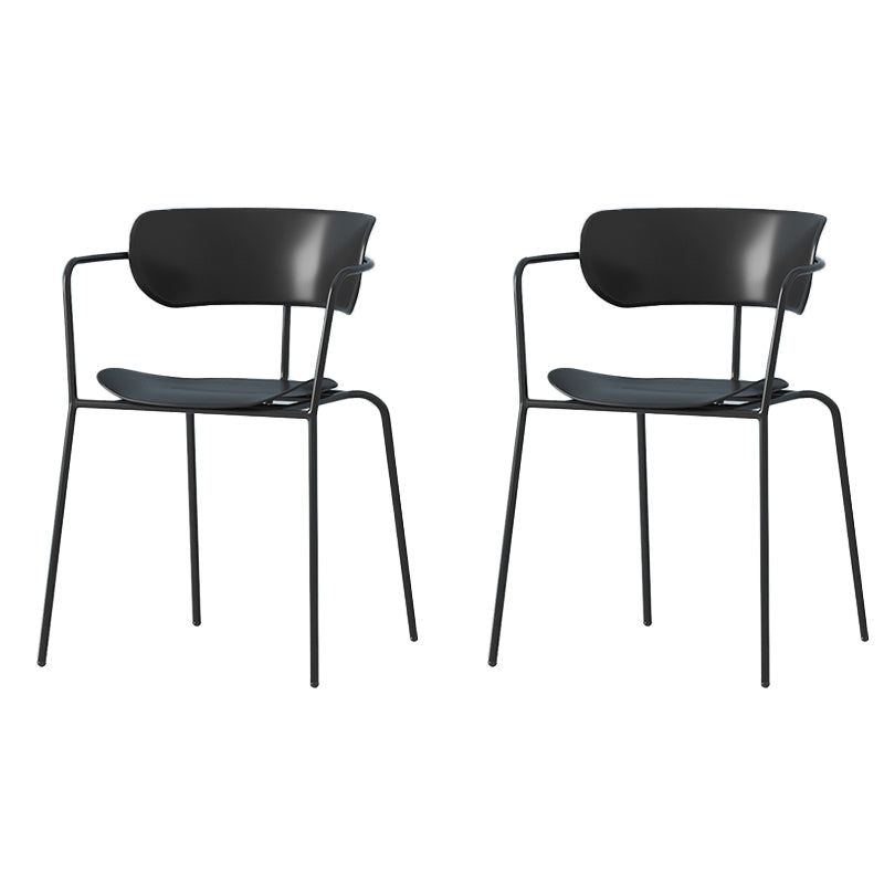Modern Style Arm Chair Plastic Indoor Dining Chair for Living Room Black 2 Piece Set Clearhalo 'Dining Chairs' 'Dining Tables & Seating' 'dining_chair' 'furn' 'furn_dining_chair' 'Furniture' 'Kitchen & Dining Furniture' 7074632
