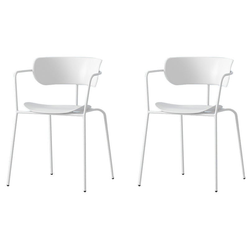 Modern Style Arm Chair Plastic Indoor Dining Chair for Living Room White 2 Piece Set Clearhalo 'Dining Chairs' 'Dining Tables & Seating' 'dining_chair' 'furn' 'furn_dining_chair' 'Furniture' 'Kitchen & Dining Furniture' 7074634
