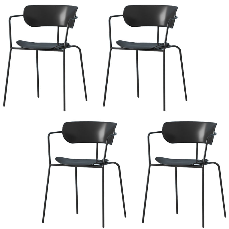 Modern Style Arm Chair Plastic Indoor Dining Chair for Living Room Black 4 Piece Set Clearhalo 'Dining Chairs' 'Dining Tables & Seating' 'dining_chair' 'furn' 'furn_dining_chair' 'Furniture' 'Kitchen & Dining Furniture' 7074638