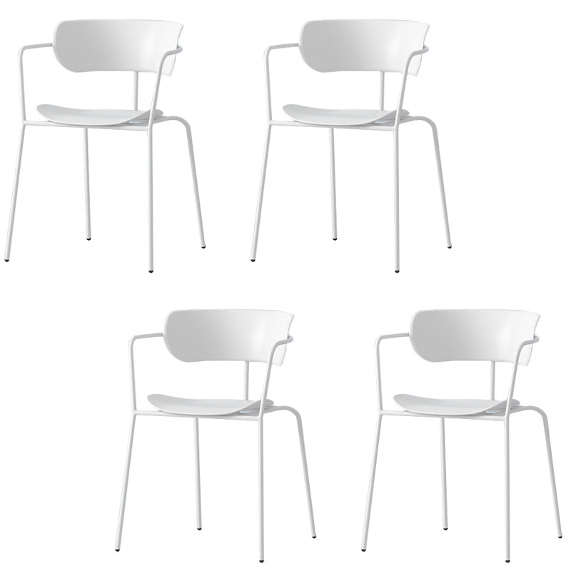 Modern Style Arm Chair Plastic Indoor Dining Chair for Living Room White 4 Piece Set Clearhalo 'Dining Chairs' 'Dining Tables & Seating' 'dining_chair' 'furn' 'furn_dining_chair' 'Furniture' 'Kitchen & Dining Furniture' 7074641