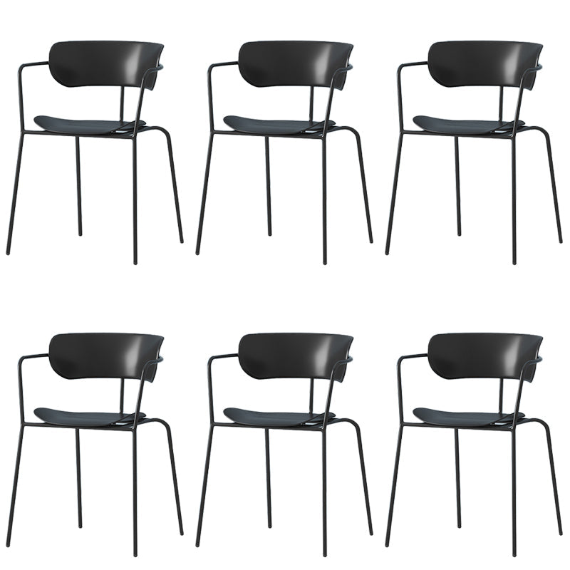 Modern Style Arm Chair Plastic Indoor Dining Chair for Living Room Black 6 Piece Set Clearhalo 'Dining Chairs' 'Dining Tables & Seating' 'dining_chair' 'furn' 'furn_dining_chair' 'Furniture' 'Kitchen & Dining Furniture' 7074645