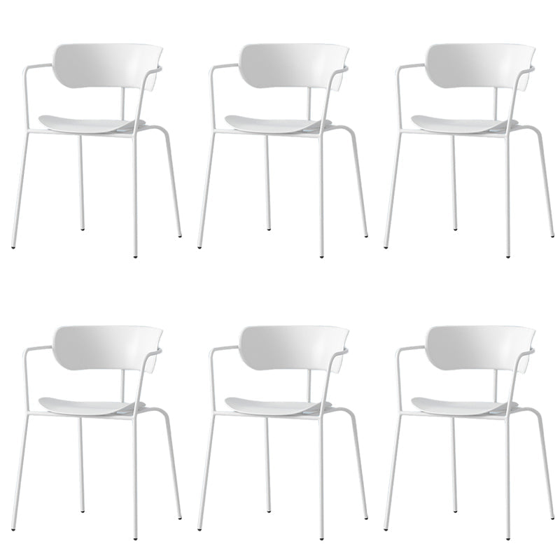 Modern Style Arm Chair Plastic Indoor Dining Chair for Living Room White 6 Piece Set Clearhalo 'Dining Chairs' 'Dining Tables & Seating' 'dining_chair' 'furn' 'furn_dining_chair' 'Furniture' 'Kitchen & Dining Furniture' 7074646