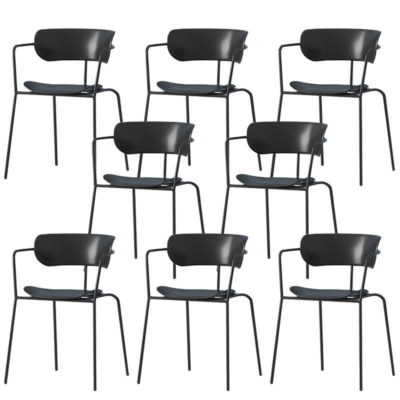 Modern Style Arm Chair Plastic Indoor Dining Chair for Living Room Black 8 Piece Set Clearhalo 'Dining Chairs' 'Dining Tables & Seating' 'dining_chair' 'furn' 'furn_dining_chair' 'Furniture' 'Kitchen & Dining Furniture' 7074648