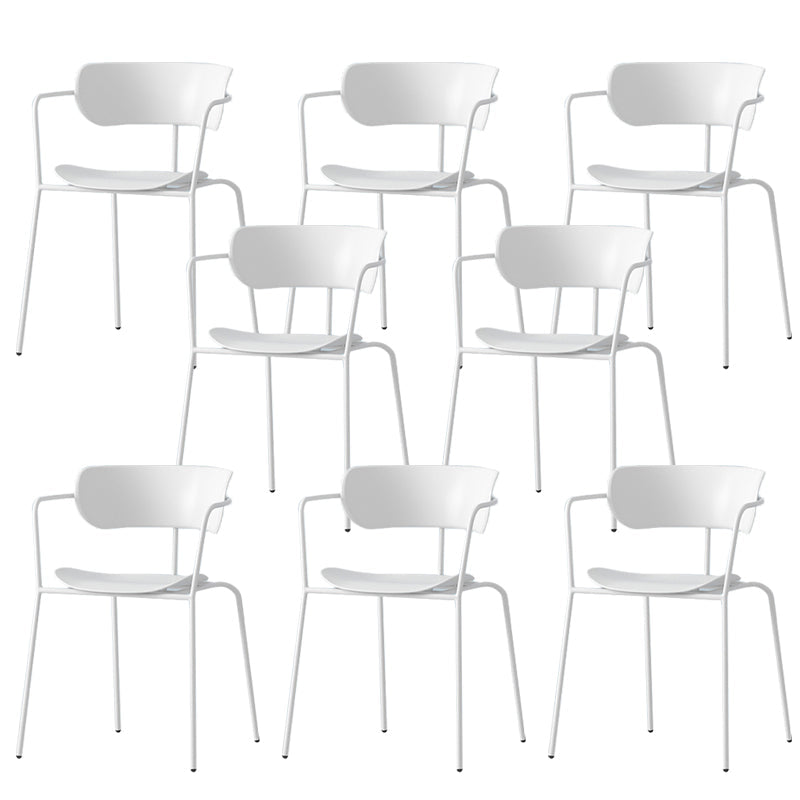Modern Style Arm Chair Plastic Indoor Dining Chair for Living Room White 8 Piece Set Clearhalo 'Dining Chairs' 'Dining Tables & Seating' 'dining_chair' 'furn' 'furn_dining_chair' 'Furniture' 'Kitchen & Dining Furniture' 7074649