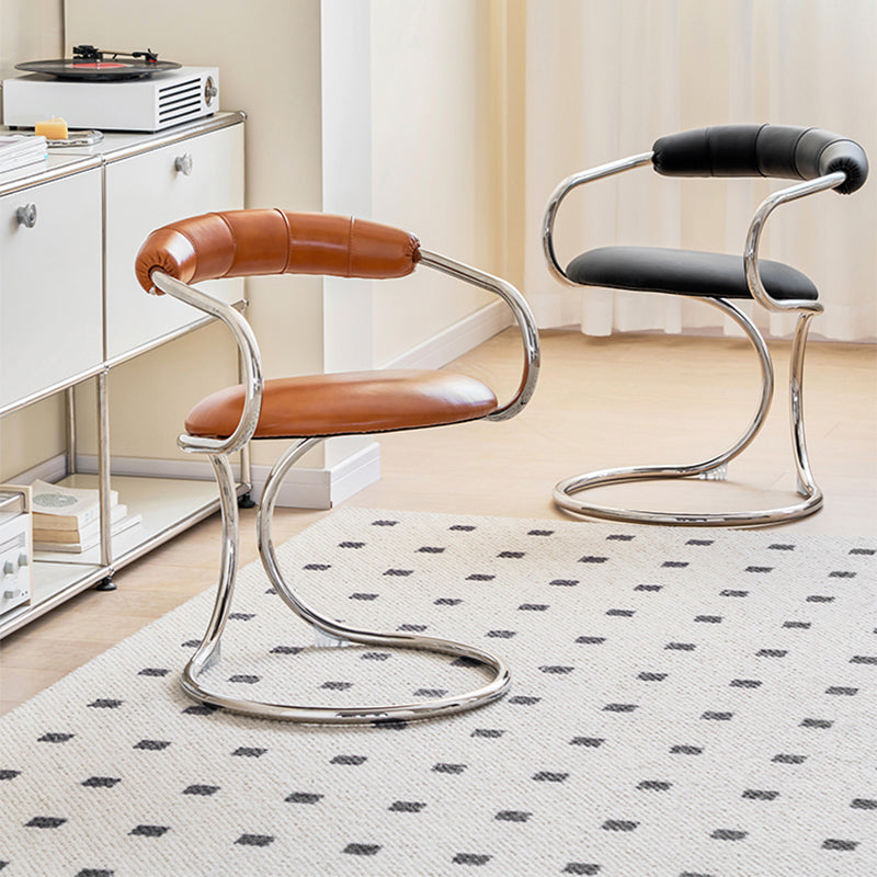 Industrial Style Arm Chair Upholstered Dining Chair for Living Room