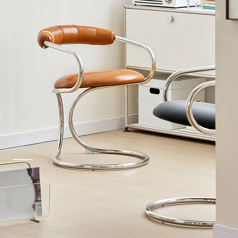 Industrial Style Arm Chair Upholstered Dining Chair for Living Room