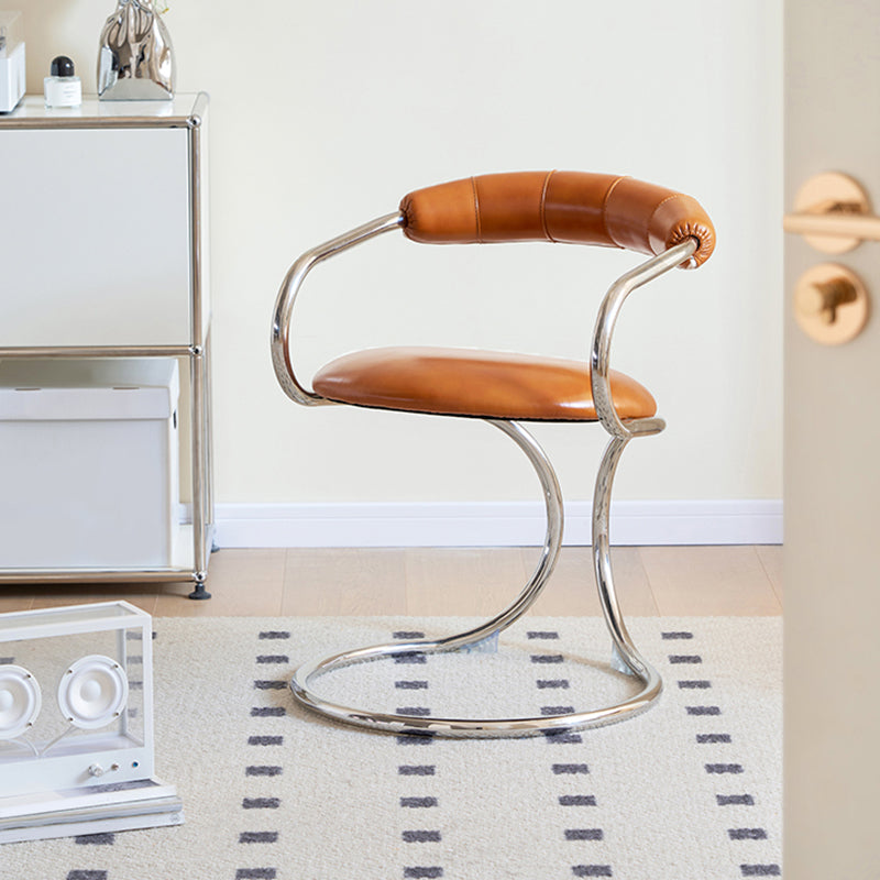 Industrial Style Arm Chair Upholstered Dining Chair for Living Room