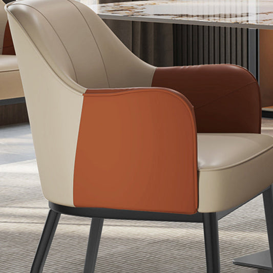 Industrial Style Arm Chair Faux Leather Dining Arm Chair for Bedroom