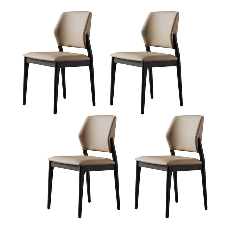 Modern Simple Side Chair Wooden Frame Side Dining Chair for Bedroom Black 4 Piece Set Clearhalo 'Dining Chairs' 'Dining Tables & Seating' 'dining_chair' 'furn' 'furn_dining_chair' 'Furniture' 'Kitchen & Dining Furniture' 7074860