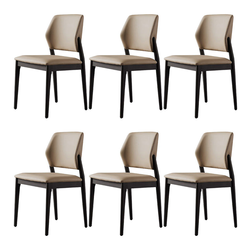 Modern Simple Side Chair Wooden Frame Side Dining Chair for Bedroom Black 6 Piece Set Clearhalo 'Dining Chairs' 'Dining Tables & Seating' 'dining_chair' 'furn' 'furn_dining_chair' 'Furniture' 'Kitchen & Dining Furniture' 7074863