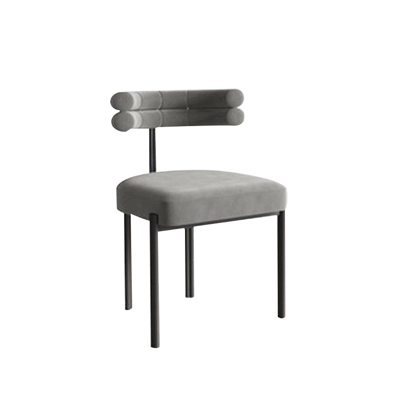 Moderne eenvoudige metalen zijstoel gestoffeerde eetkamerstoelen voor thuisgebruik